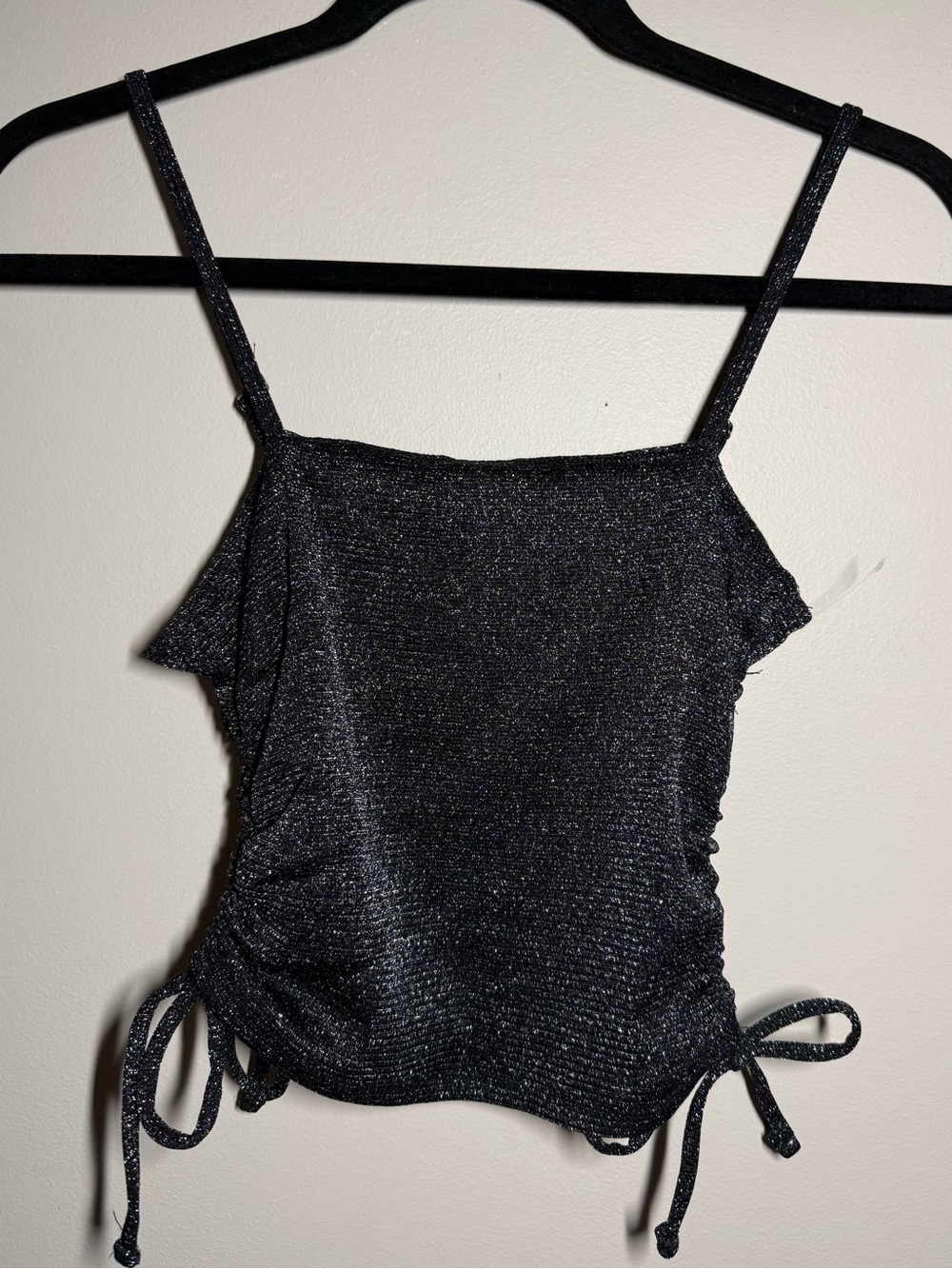 Hollister Black Shimmer Tank Top with Side Ties